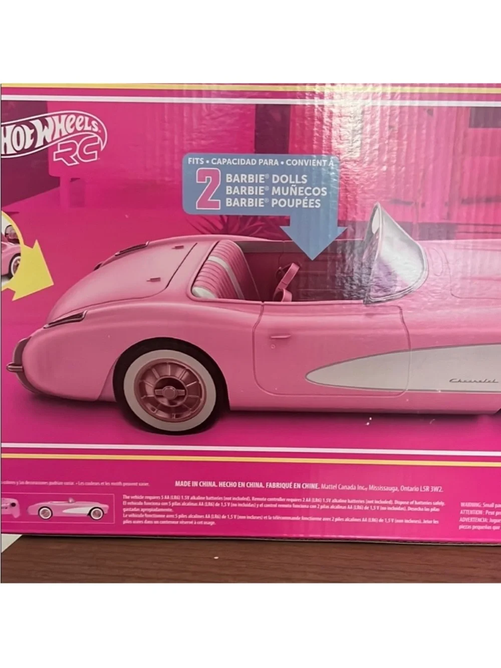 NWT Barbie Pink Corvette Toy Car with Remote - Barbie Hot Wheels